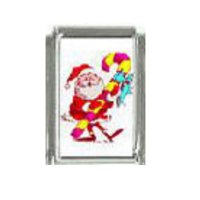 Christmas (ap) - Santa with candy cane 9mm Italian Charm