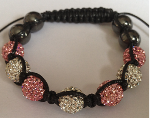 Ligh Pink & White Crystal Shamballa 10mm Disco ball bracelet