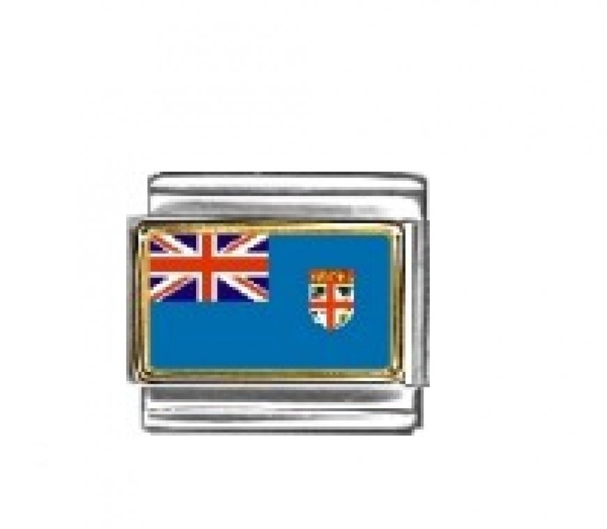 Flag - Fiji photo enamel 9mm Italian charm - Click Image to Close