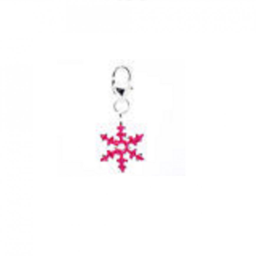 Pink Sparkly snowflake dangle clip on charm - Click Image to Close