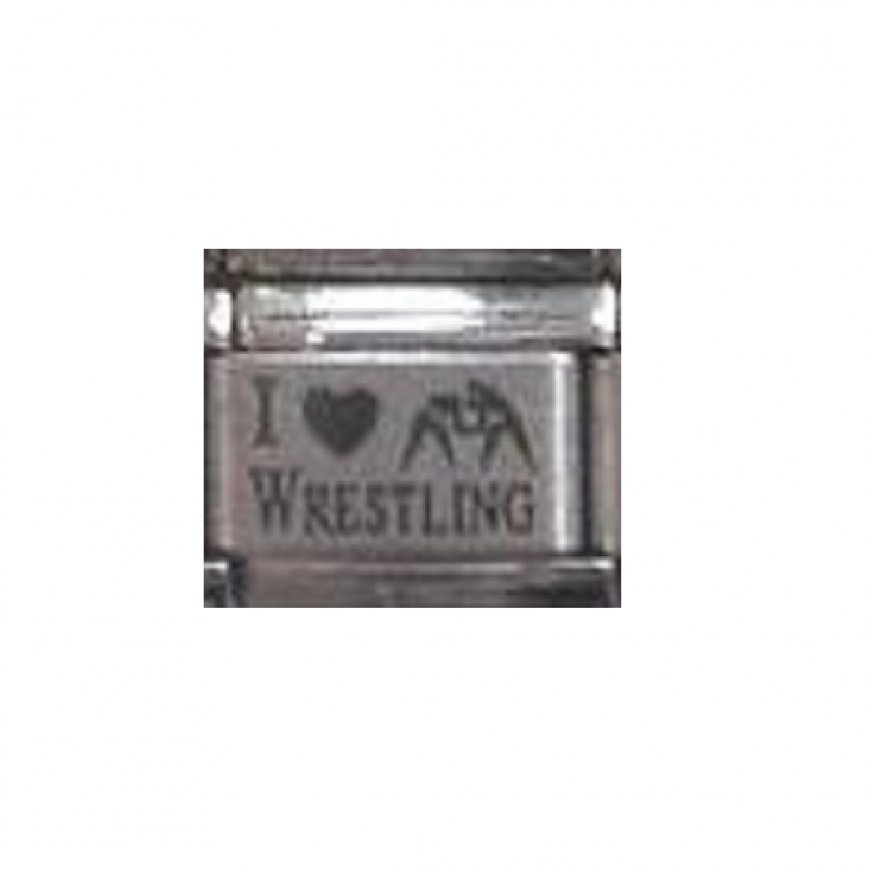 I love wrestling - plain laser 9mm Italian Charm - Click Image to Close