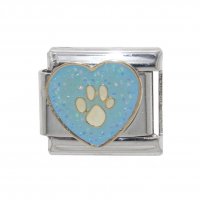 Sparkly Heart with Pawprint - March 9mm Italian charm