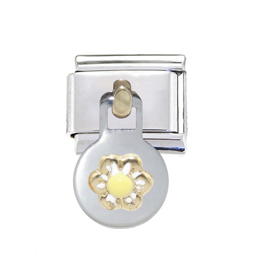 Daisy flower dangle 9mm Italian charm -fits classic bracelets - Click Image to Close