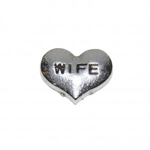 Wife silvertone heart 9mm floating locket charm