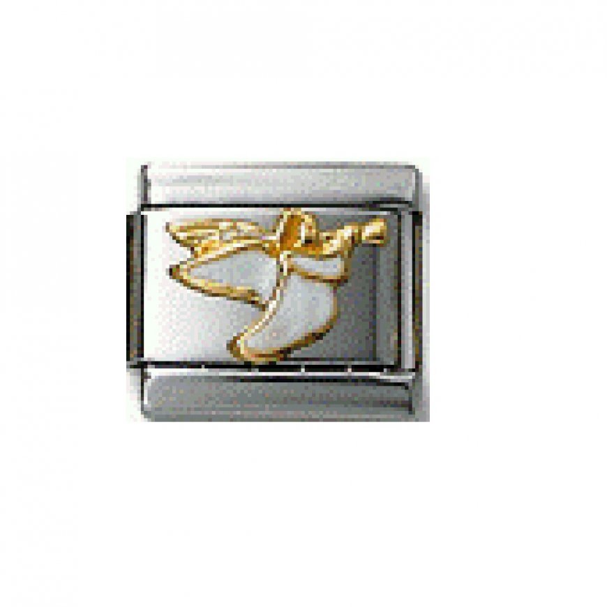 Angel white and gold - enamel 9mm Italian charm - Click Image to Close