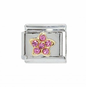 Star with pink stones - 9mm Italian Charm