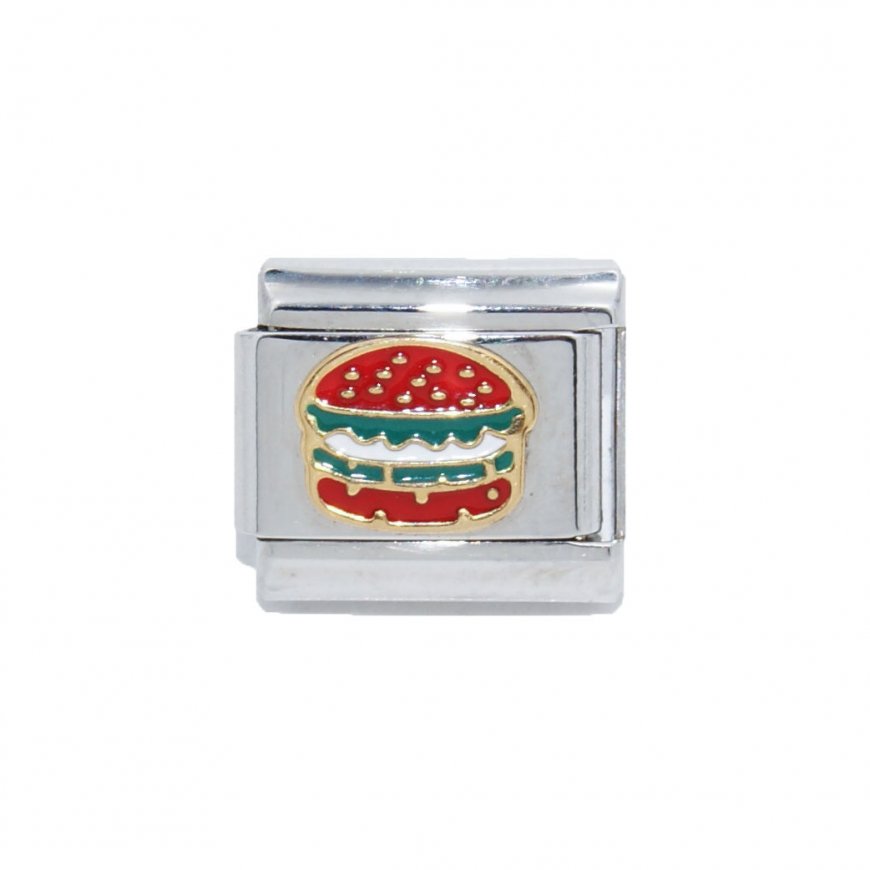 Burger - 9mm enamel Italian charm - Click Image to Close