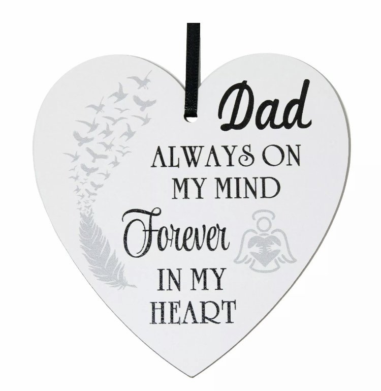 Dad always on my mind forever in my heart - 9cm wooden heart - Click Image to Close