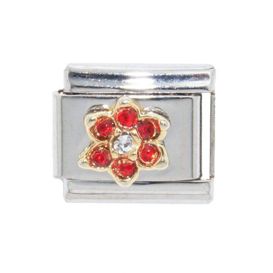 July Flower New Birthstone - Ruby - 9mm Italian charm - Click Image to Close