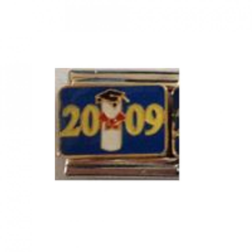 2009 with Hat and scroll - enamel 9mm italian charm - Click Image to Close