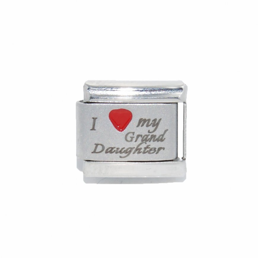 I love my grand daughter - red heart laser (c) Italian charm - Click Image to Close