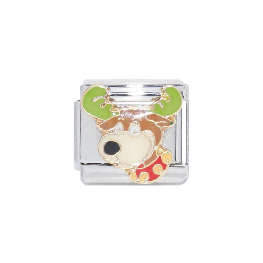 Reindeer Smiling - Christmas - 9mm Italian Charm - Click Image to Close