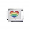 Rainbow heart silver trim 9mm Italian charm