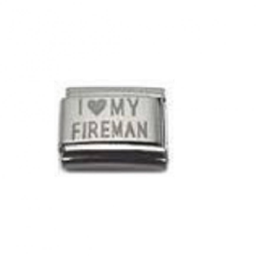 I love my fireman (a) - plain laser - 9mm Italian Charm - Click Image to Close