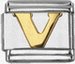 Gold soldered letter - V - 9mm Italian charm - Click Image to Close