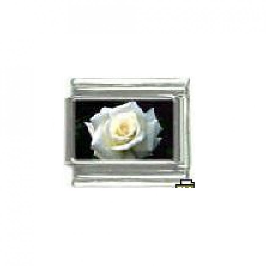 White rose - Flower photo - 9mm Italian charm - Click Image to Close