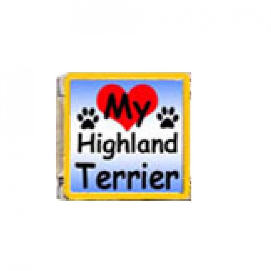 Love my Highland Terrier - dog - enamel 9mm Italian charm - Click Image to Close