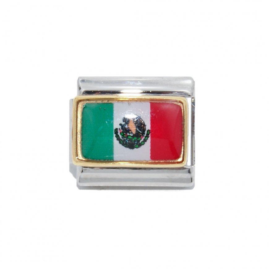 Flag - Mexico photo enamel 9mm Italian charm - Click Image to Close