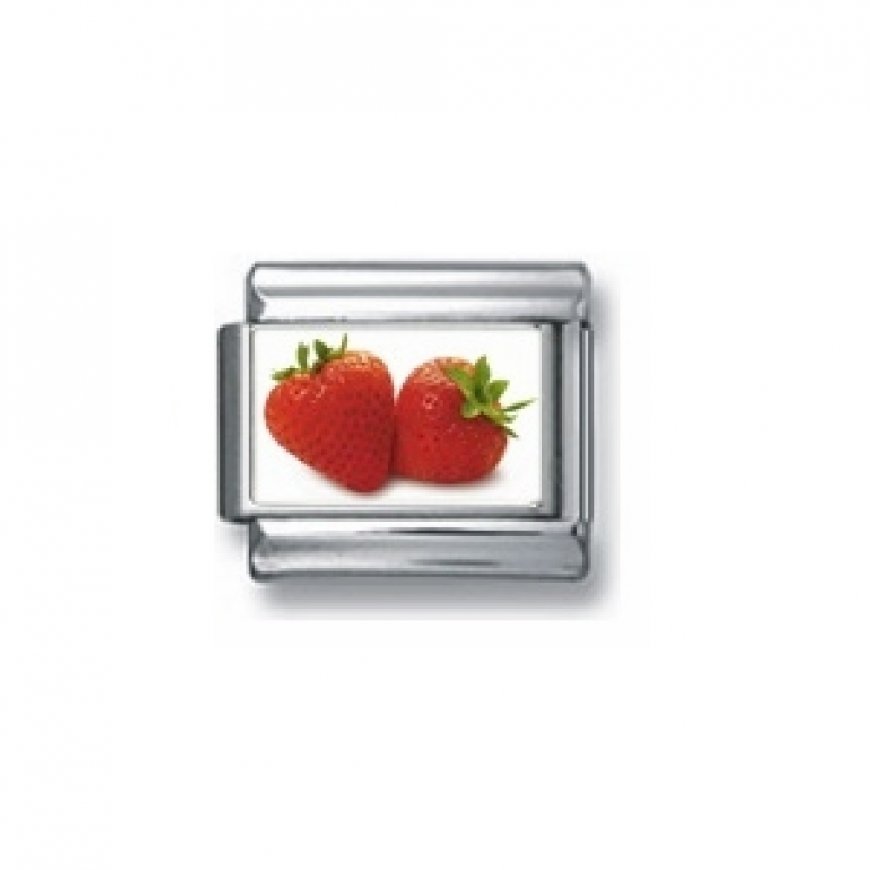 Strawberries photo - 9mm Italian charm - Click Image to Close