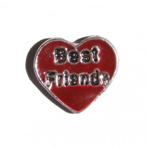 Best Friend in red heart - 8mm floating locket charm