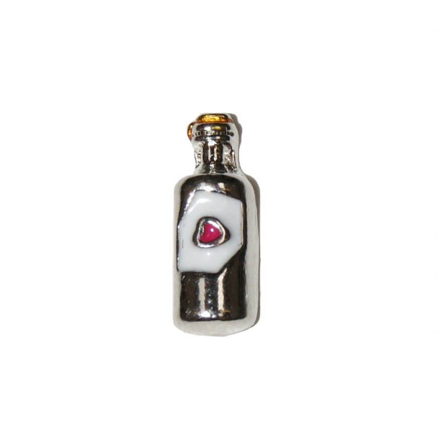 Silver colour wine bottle 10mm floating locket charm - Click Image to Close