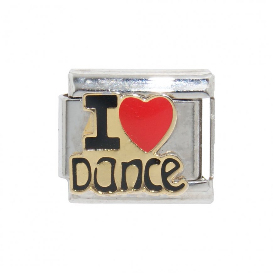I love dance - enamel charm sparkly red heart - Click Image to Close