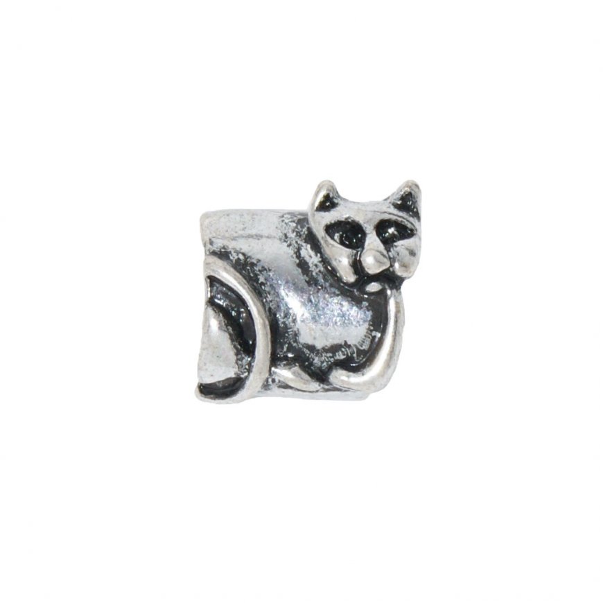 EB29 - Silvertone cat bead - European bead charm - Click Image to Close