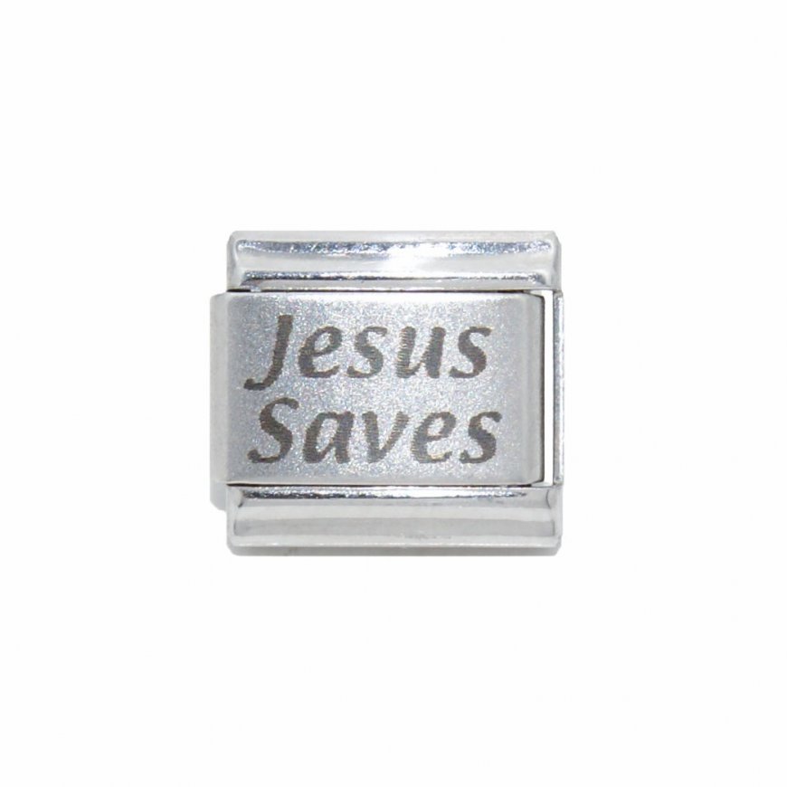 Jesus saves - 9mm plain Laser Italian Charm - Click Image to Close