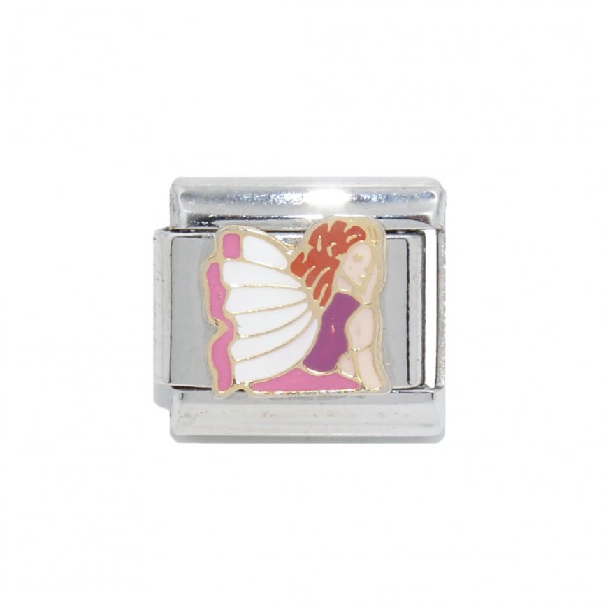 Pink fairy - enamel 9mm Italian charm - Click Image to Close