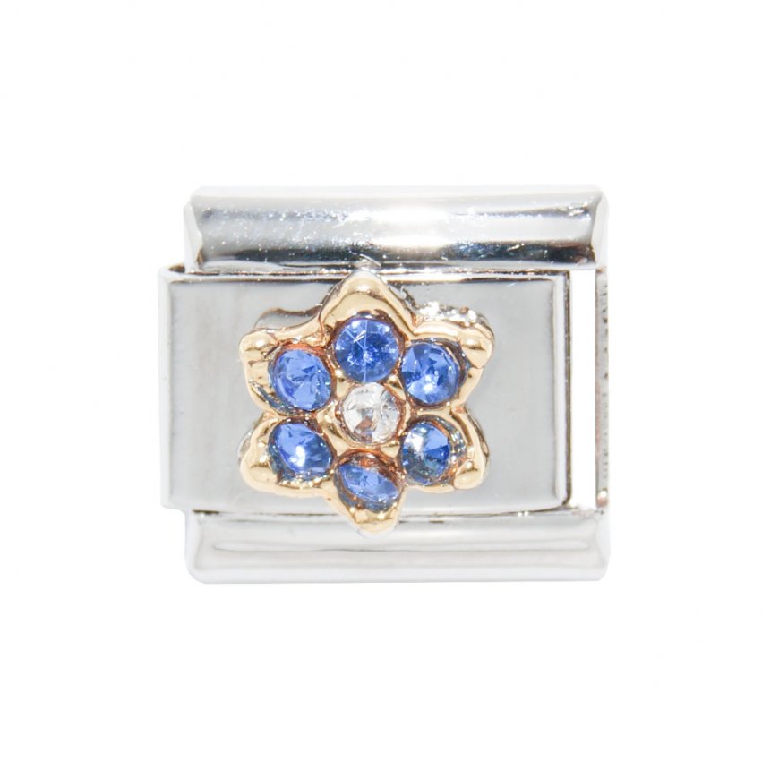 September Flower New Birthstone - Sapphire - 9mm Italian charm - Click Image to Close