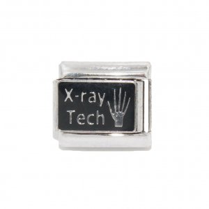 Xray silver and black - 9mm enamel Italian Charm