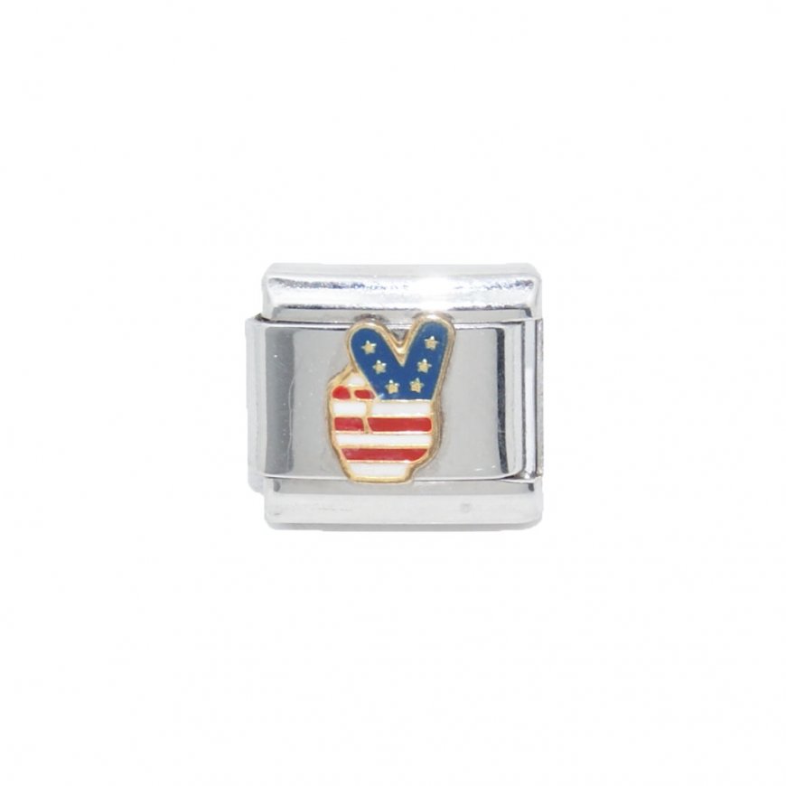 Flag - USA peace enamel 9mm Italian charm - Click Image to Close