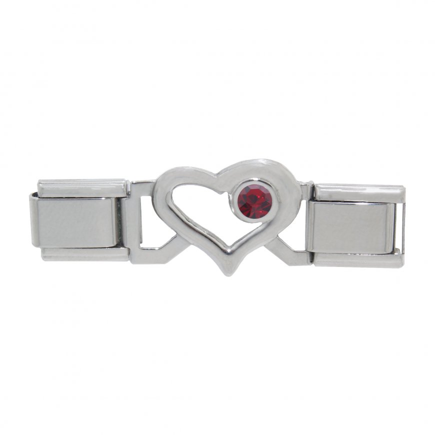 Small Open Heart connector link - January birthstone - Click Image to Close