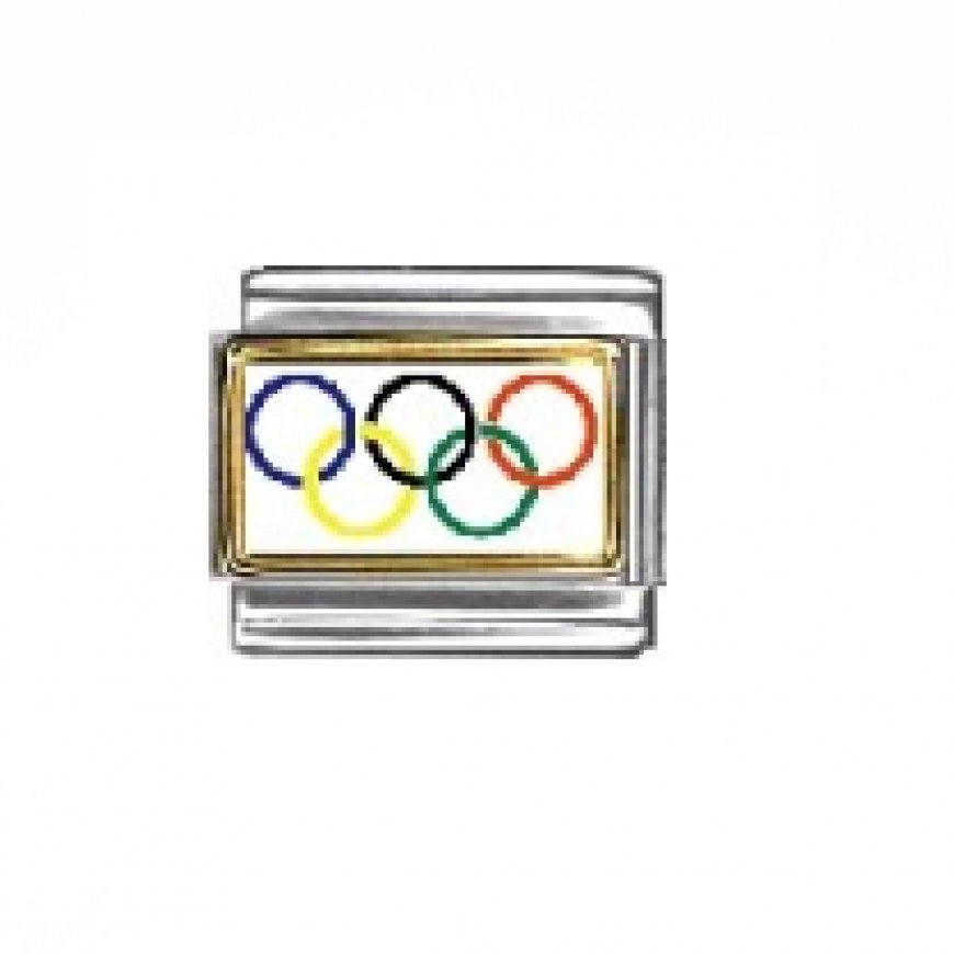 Olympic flag - photo enamel 9mm Italian charm - Click Image to Close