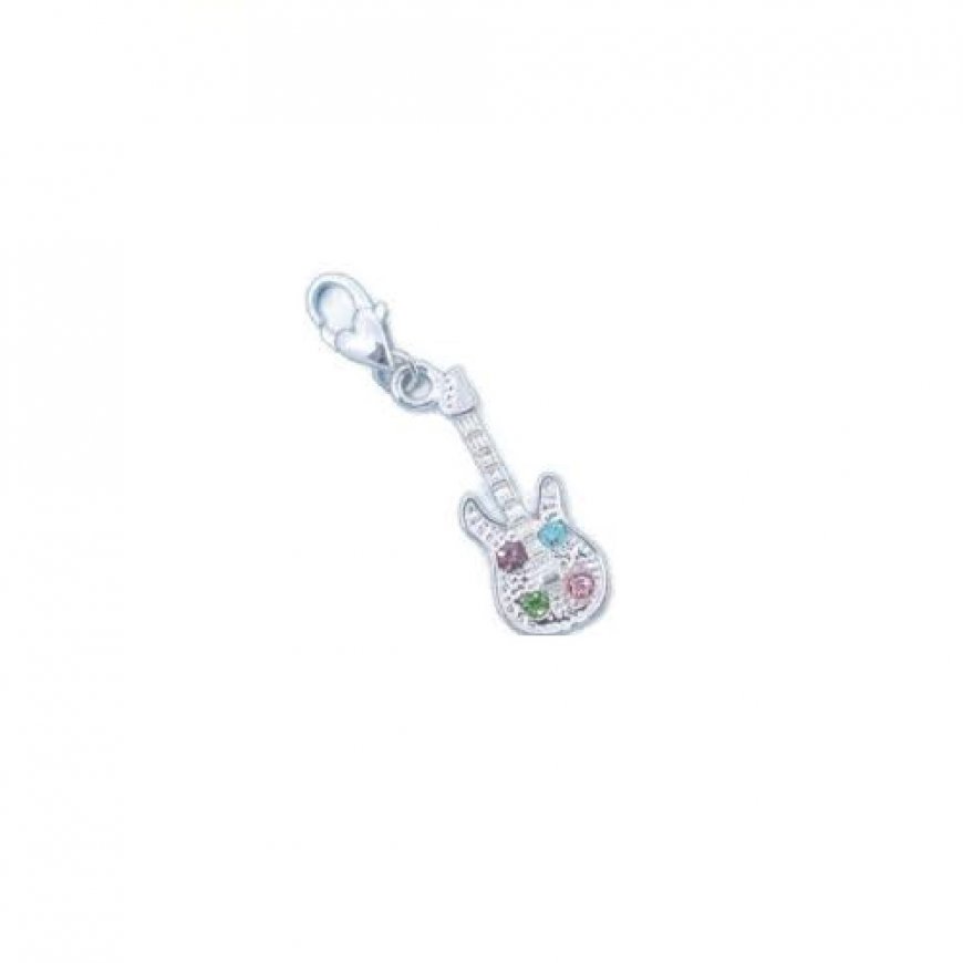 Guitar with Stones - Clip on charm fits Thomas Sabo style - Click Image to Close