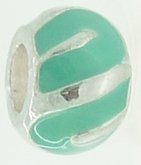 EB392 - Turquoise and silver swirl bead - Click Image to Close