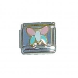 Pink and blue butterfly - 9mm enamel Italian charm