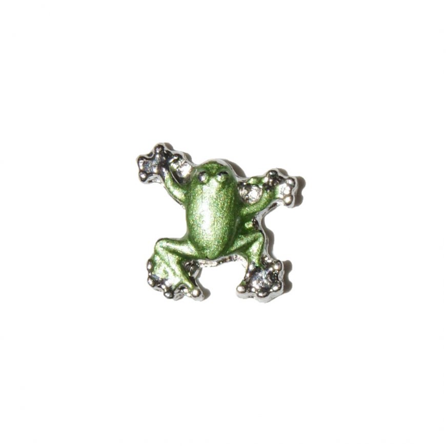 Green Frog 7mm floating charm fits memory lockets - Click Image to Close