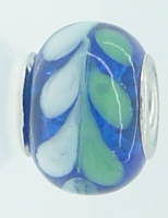 EB282 - Blue, white and green bead