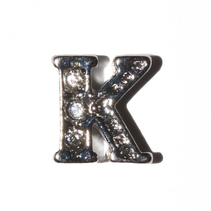 K Letter with stones - floating locket charm - Click Image to Close