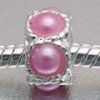 EB343 - Silver plated bead with pink pearlised stones