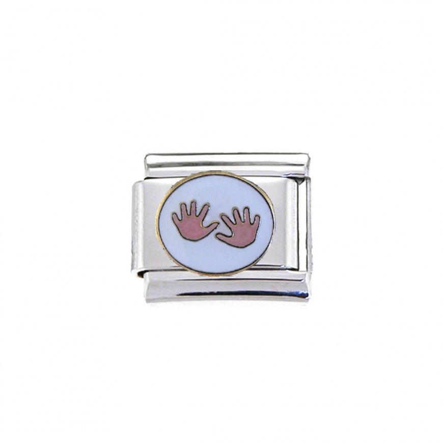 Baby pink hands - 9mm enamel Italian charm - Click Image to Close