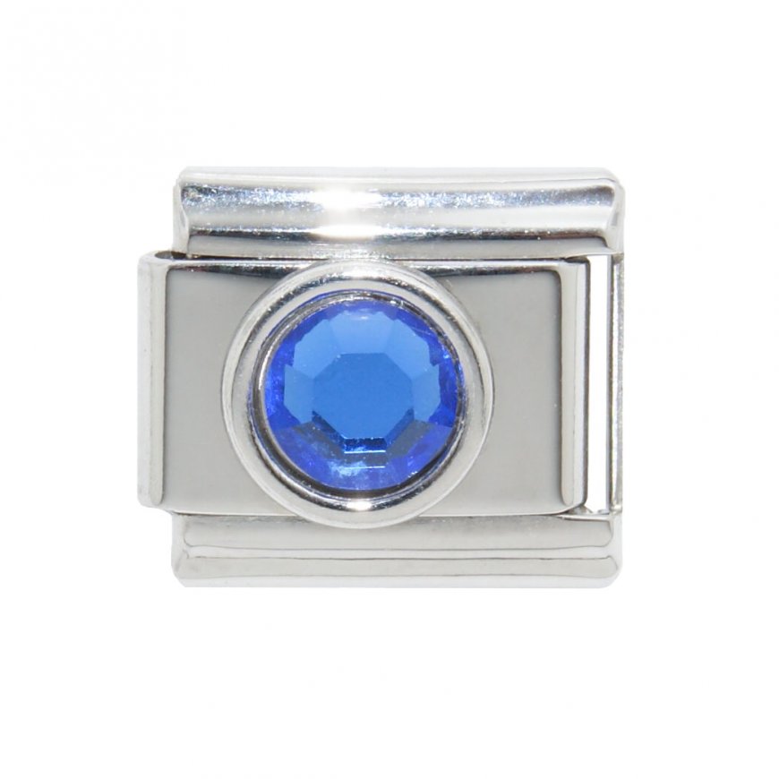 September small Circle Birthstone - Sapphire 9mm Italian charm - Click Image to Close