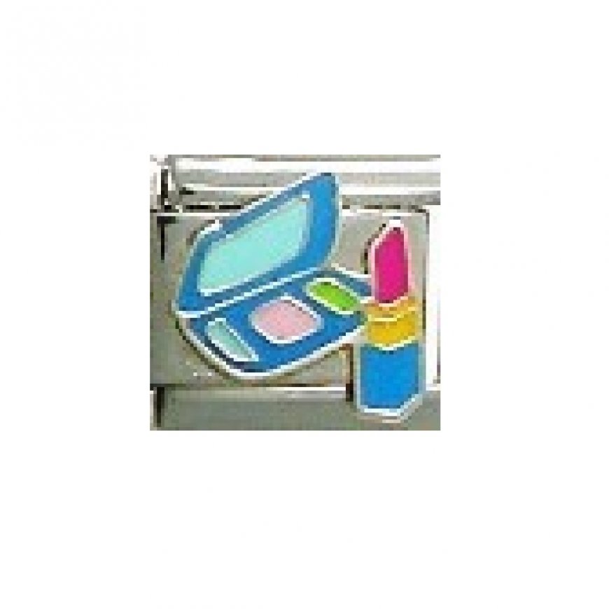 Lipstick with compact - enamel 9mm Italian charm - Click Image to Close