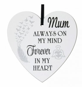 Mum always on my mind forever in my heart - 9cm wooden heart