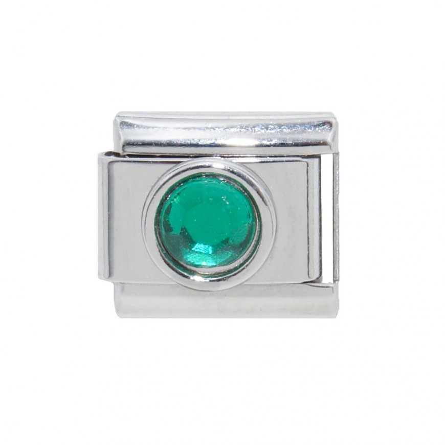 May small Circle Birthstone - Emerald 9mm Italian charm - Click Image to Close