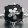 EB339 - Black bead with silver flower