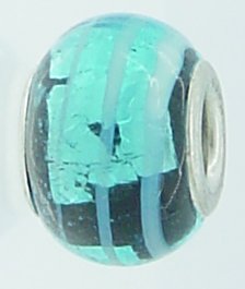 EB263 - Black bead with turquoise and silver foil - Click Image to Close