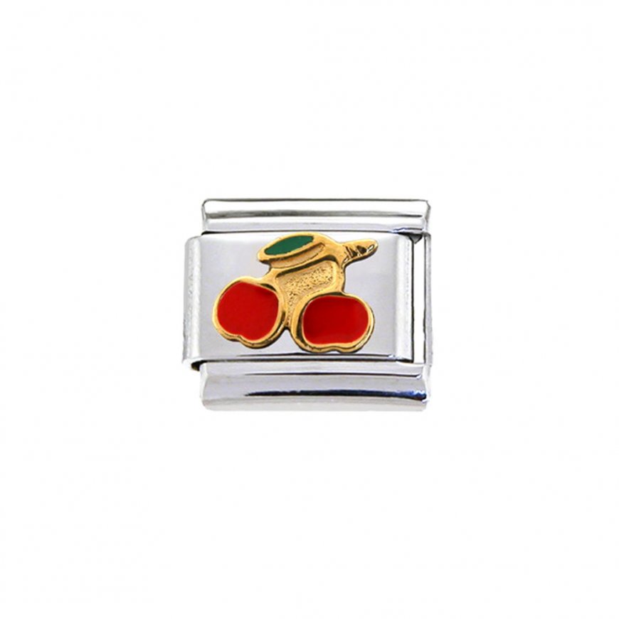 Cherries (a) - 9mm enamel Italian charm - Click Image to Close