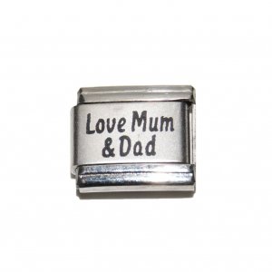 Love Mum & Dad (b) - plain laser 9mm Italian charm